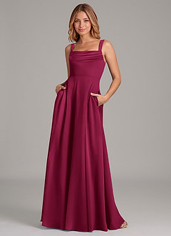 Azazie Shaude Bridesmaid Dresses Burgundy A-Line Pleated Chiffon Dress image8