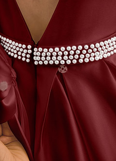 Azazie Ophelia Flower Girl Dresses Burgundy Ball-Gown Bow Mikado Dress image7