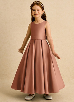 Azazie Mapel vestidos de niña de las flores Vestido de Bronceador de Satin Mate de Princesa con Plisado image5