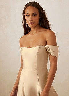 Christian Siriano Bridal for Azazie 1002 Bridesmaid Dresses Off Shoulder Stretch Satin A-line Dress image5