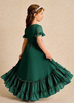 Azazie Kass Blumenmädchenkleider A-Linie Plissee Chiffon Kleid Smaragd image6