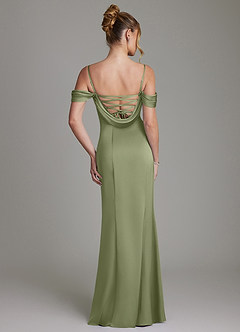Azazie Nira Bridesmaid Dresses Garden Sage Mermaid Corset Stretch Satin Dress image8