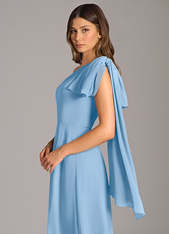 Azazie Tella Robes de demoiselle d'honneur Robe Trapèze en Mousseline de soie Asymétrique Poudre Bleue image8