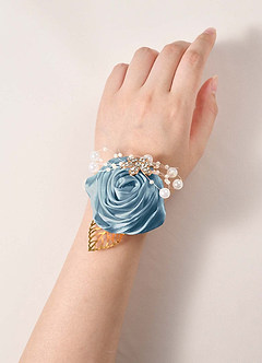 front Matching Color Bridesmaids Wrist Corsage with Pearl Bracelet