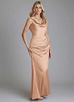 Azazie Tallie Bridesmaid Dresses English Rose Mermaid Pleated Stretch Satin Dress image7