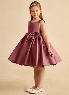Azazie Jessie Flower Girl Dresses Amethyst A-Line Bow Matte Satin Dress image3