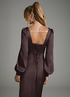 Azazie Brianna Bridesmaid Dresses Chocolate Plum Mermaid Corset Stretch Satin Dress image2