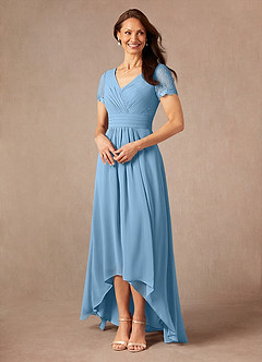 Azazie Polly Kleider für die Brautmutter A-Linie Spitze Chiffon Kleid Stahlblau image3