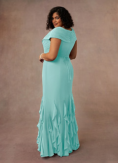 Azazie Bailora Mother of the Bride Dresses Aqua Mermaid Ruched Chiffon Dress image9