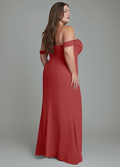 Azazie Johana Bridesmaid Dresses Rust Mermaid Off the Shoulder Chiffon Convertible Dress image9