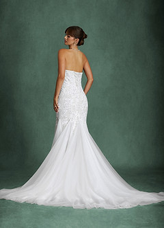 Azazie Harmony Wedding Dresses Diamond White Mermaid Strapless Tulle Dress image2