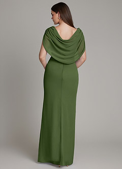 Azazie Hadley Bridesmaid Dresses Olive Mermaid Pleated Chiffon Dress image1
