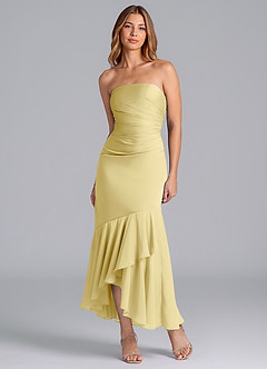 Azazie Danie Jurken voor bruidsmeisjes Jurk van Chiffon met Kolom Strapless Citroensorbet image5