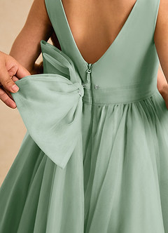 Azazie Seraphina Flower Girl Dresses Agave A-Line Pleated Tulle Dress image6