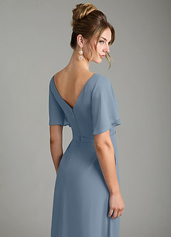 Azazie Ambrosia Bridesmaid Dresses Dusty Blue A-Line Pleated Chiffon Dress image7
