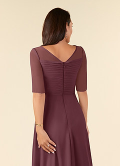 Azazie Naomi Mother of the Bride Dresses Sangria A-Line Boatneck Pleated Chiffon Dress image6
