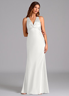 Azazie Hati Brudtärnklänningar Klä av Sjöjungfru i Stretch Satin Vit image3