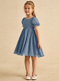 Azazie Jolie Blumenmädchenkleider A-Linie mit ärmel Chiffon Kleid Zwielichtviolett image5