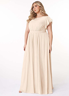 Azazie Daphne Modest Bridesmaid Dresses A-Line Ruffled Chiffon Floor-Length Dress image9