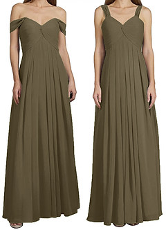 Azazie Kaitlynn Abiti da Damigella Abito Convertibile Impero in Chiffon Increspato Willow Green image8