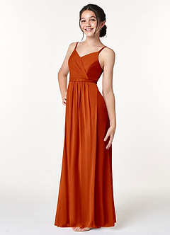 Azazie Luxy Junior Paprika Pleated Mesh Dress image5
