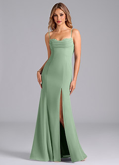 Azazie Wynni Bridesmaid Dresses Matcha Mermaid Corset Chiffon Dress image1
