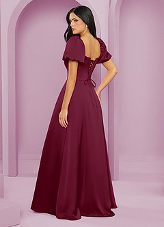 Barbie ♥ Azazie Bridesmaid Dresses Mulberry A-Line Ruched Stretch Satin Dress image2