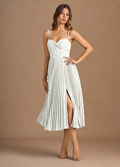 Annie White Pleated Midi Dress image7