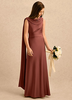 Azazie Sanah Girls Formal Flower Girl Klänningar Klänning A-Line i Stretch Satin Plisserad image1