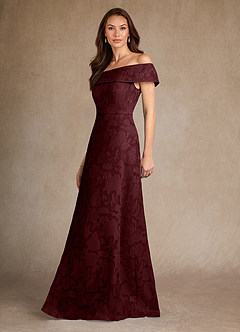 Azazie Medford vestidos de madre de la novia Vestido de Cabernet de Devorado Floral de Corte En A con Vestidos sin tirantes image2
