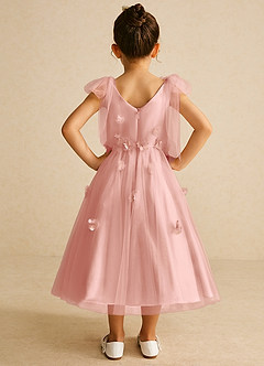 Azazie Minia Robe Demoiselle D'honneur Fillette Robe Trapèze en Mat Satiné Arc Rosette image6