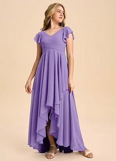Azazie Caria Junior Tahiti A-Line Pleated Chiffon Dress image3