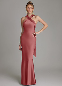 Azazie Reign Bridesmaid Dresses Antique Rose Mermaid Pleated Stretch Satin Dress image1