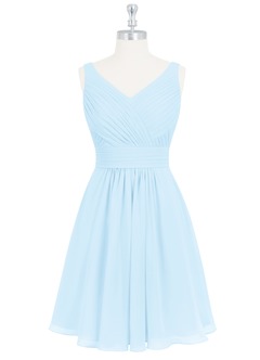 Azazie Grace Bridesmaid Dresses Sky Blue A-Line Pleated Chiffon Dress image7