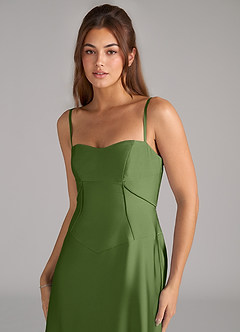Azazie Valentine Robes de demoiselle d'honneur Robe Trapèze en Satin extensible Corset Genévrier image6