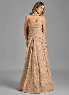 Azazie Gabriela 신부 들러리 드레스 A라인 스트랩리스 플로럴 번아웃 바닥 길이 드레스 image3