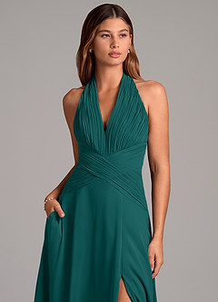 Azazie Elizabeth Bridesmaid Dresses Peacock A-Line Pleated Chiffon Dress image6