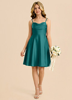 Azazie Bear Junior Peacock A-Line Sweetheart Neckline Stretch Satin Dress image1