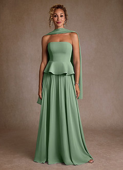 Azazie Josabeth Final Sale Matcha A-Line Pleated Chiffon Dress image5