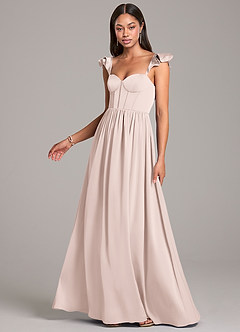 Azazie Denisse Bridesmaid Dresses Blushing Pink A-Line Ruched Stretch Satin Dress image3