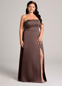 Azazie Wren Bridesmaid Dresses Ganache A-Line Strapless Stretch Satin Convertible Dress image11