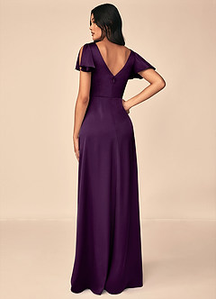 Azazie Soren Bridesmaid Dresses Grape A-Line Pleated Stretch Satin Dress image2