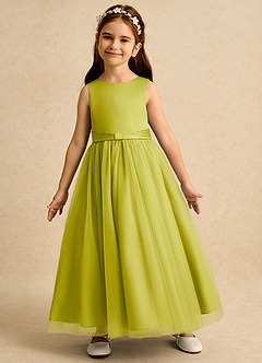 Azazie Lior Robe Demoiselle D'honneur Fillette Robe Princesse en Tulle Plissée Citronnelle image4