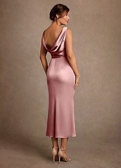 Azazie Mazhe Suknie dla Matki Panny Młodej Linia A Pofałdowany Satyna elastyczna Długość herbaty Sukienka image2