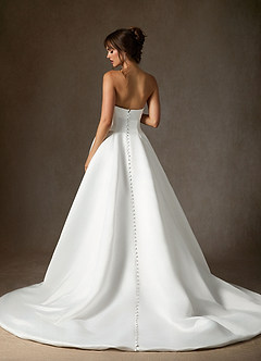 Azazie Junessa Vestidos de novia Vestido de Diamante Blanco de Satén de Corte en A con Sin tirantes image3