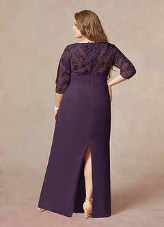 Azazie Joan Mother of the Bride Dresses Plum Sheath V-Neck Lace Chiffon Dress image7