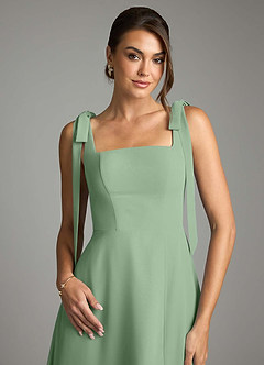 Azazie Debra Bridesmaid Dresses Matcha A-Line with Pockets Chiffon Convertible Dress image2