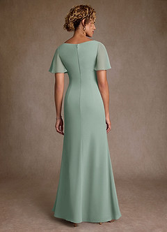 Azazie Suffolk Kleider für die Brautmutter A-Linie Plissee Chiffon Kleid Agave image3