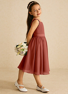 Azazie Ari Flower Girl Dresses Auburn A-Line Sleeveless Chiffon Dress image3