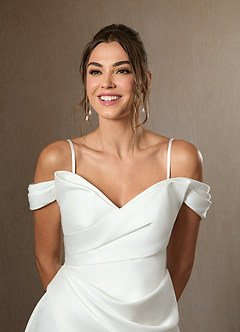 Azazie Kalise Vestidos de novia Vestido de Diamante Blanco de Satén de doble cara de Corte Sirena con Sin tirantes image3